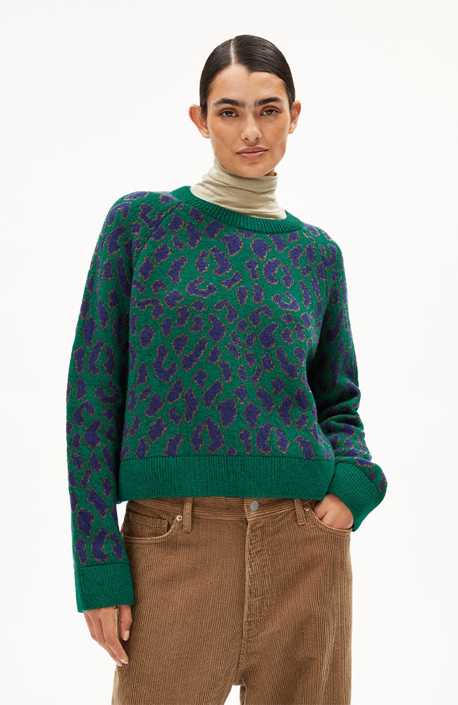 ARMEDANGELS Diliriaa sweater leopaa emerald green by wool ladies | Sophie Stone