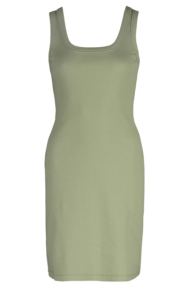 JAN N JUNE Talmine rib dress pistachio sustainable organic cotton | Sophie Stone
