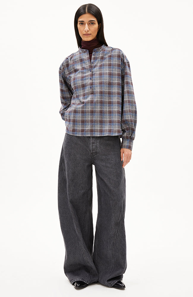 ARMEDANGELS Efinaraa check blouse cranberry organic cotton women | Sophie Stone
