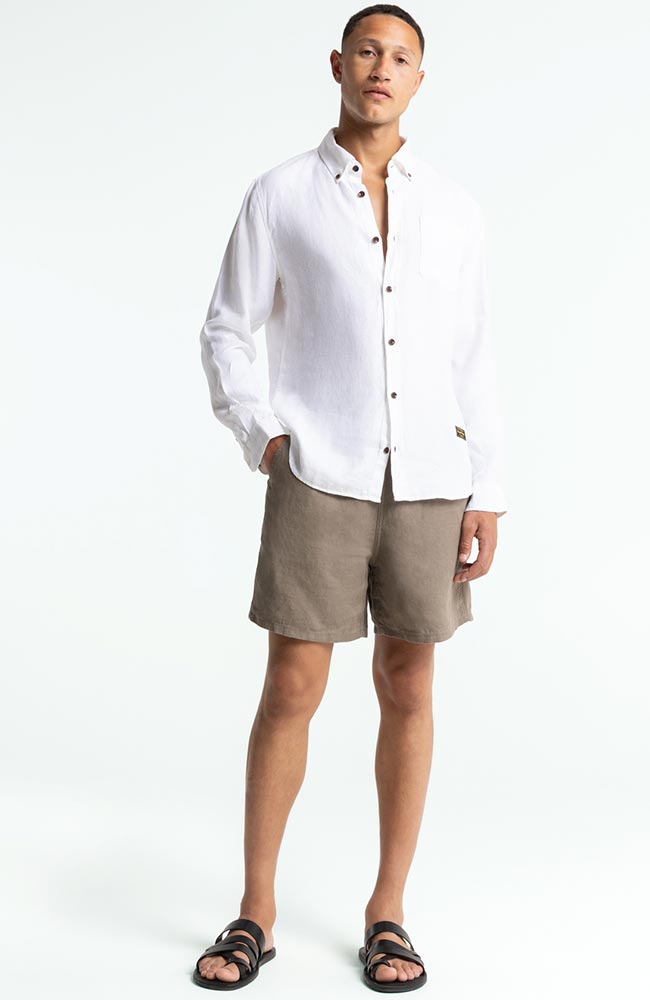 Kings of Indigo Enda overhemd wit van 100% linnen voor mannen | Sophie Stone