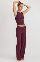 Organic Basics Everyday straight leg pants plum including organic cotton for women | Sophie Stone