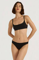 Organic Basics Flex Lace thong black from organic cotton ladies | Sophie Stone