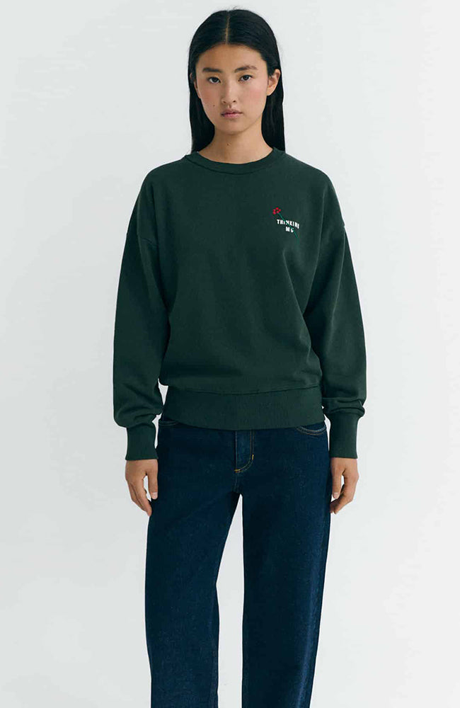 Thinking MU Jodie sweater flower green from organic cotton for women | Sophie Stone