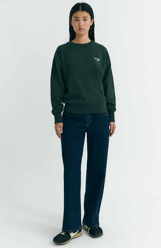 Thinking MU Jodie sweater flower green in organic cotton for women | Sophie Stone