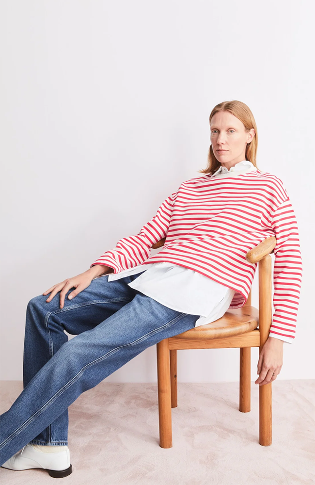 ARMEDANGELS Frankaa striped sweater red white organic cotton women's | Sophie Stone