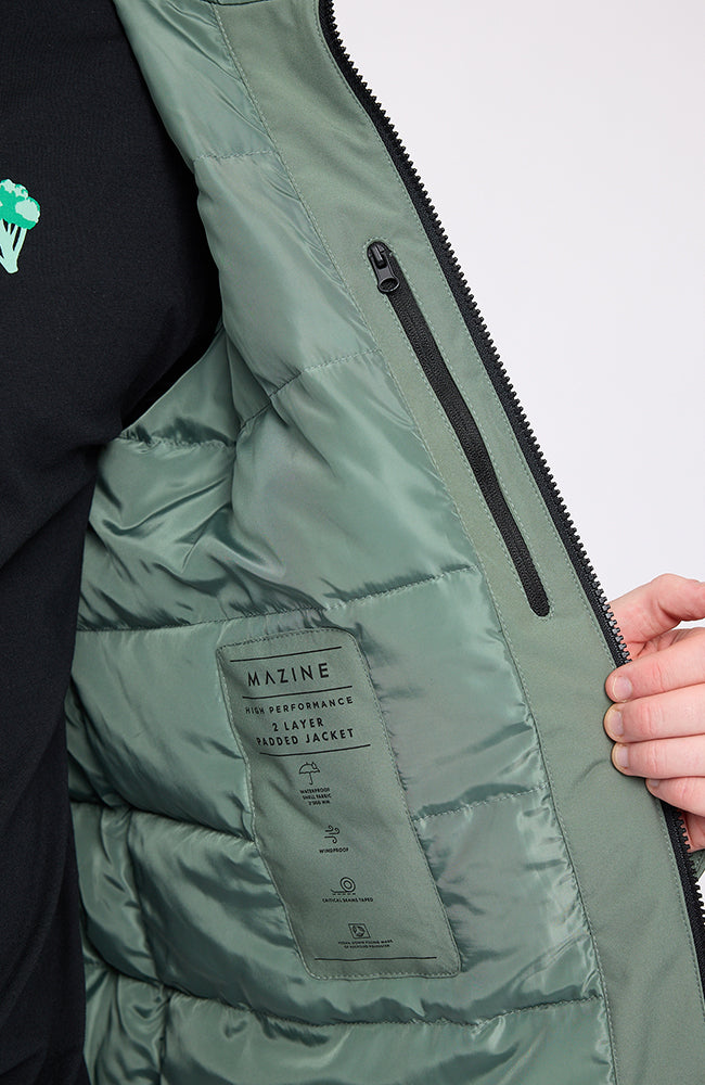 Mazine Functional puffer winter jacket green jade 100% recycled polyester for men | Sophie Stone
