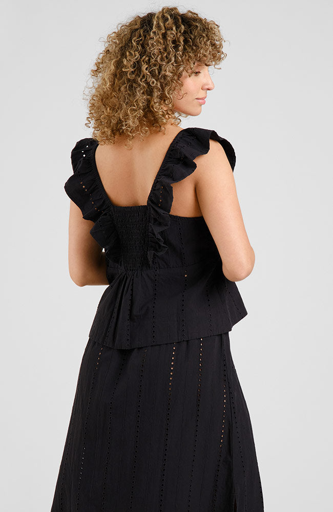 Dedicated Furusund Schiffli top black from organic cotton | Sophie Stone