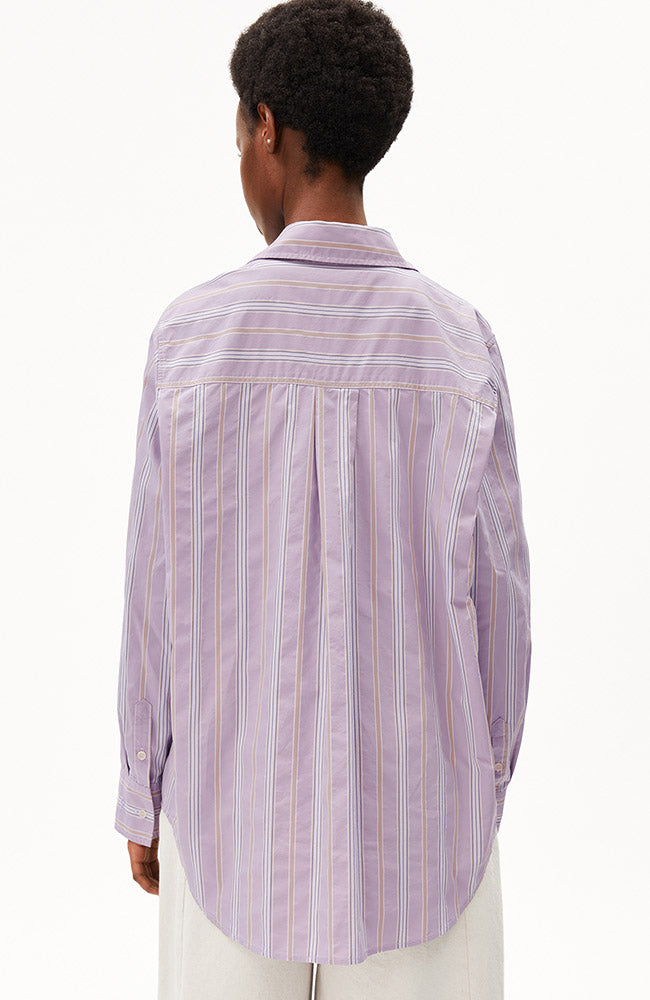 ARMEDANGELS Gestreepte blouse paars van 100% biologisch katoen dames | Sophie Stone