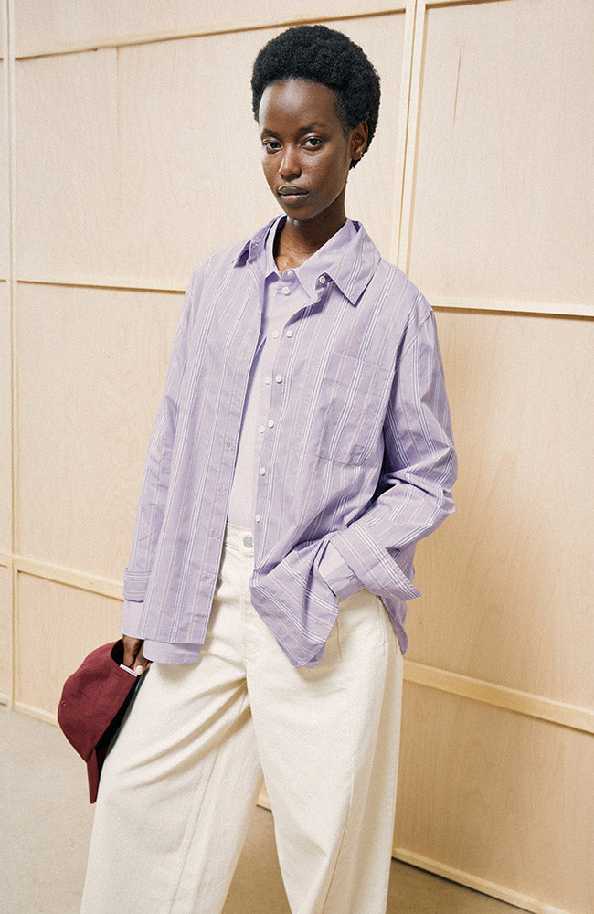 ARMEDANGELS gestreepte blouse moonlit lilac van 100% bio katoen dames | Sophie Stone