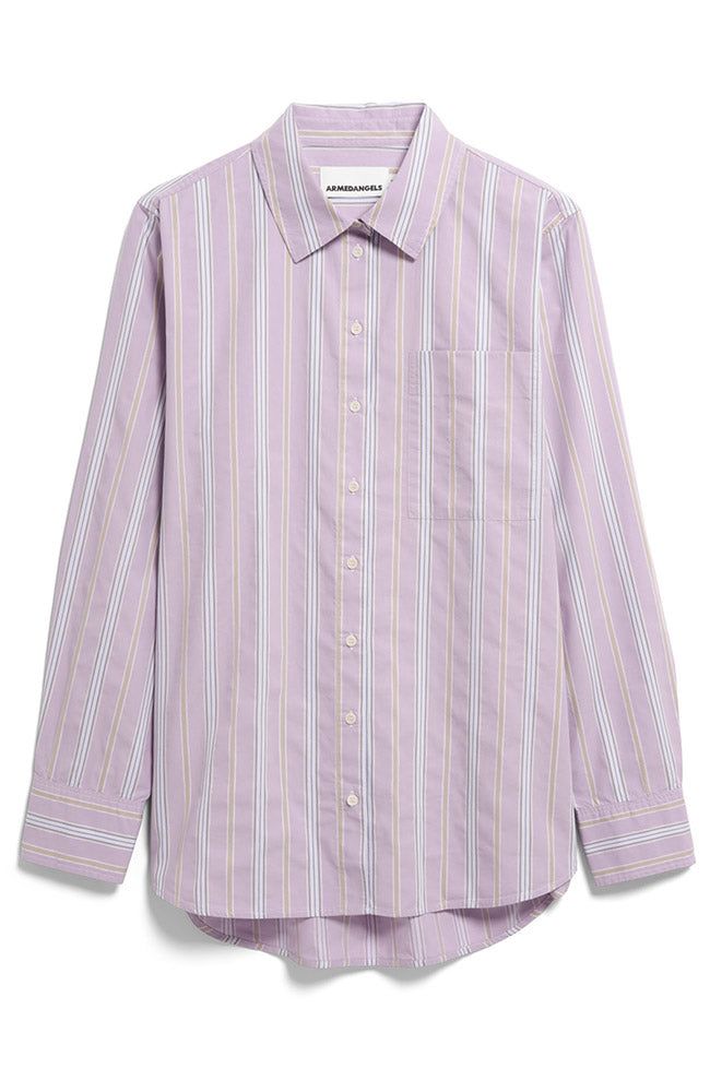ARMEDANGELS Gestreepte blouse paars van bio katoen dames | Sophie Stone