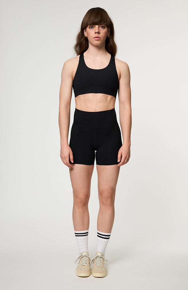 Girlfriend Collective Compressive High-Rise Running Shorts, Black RPET | Sophie Stone