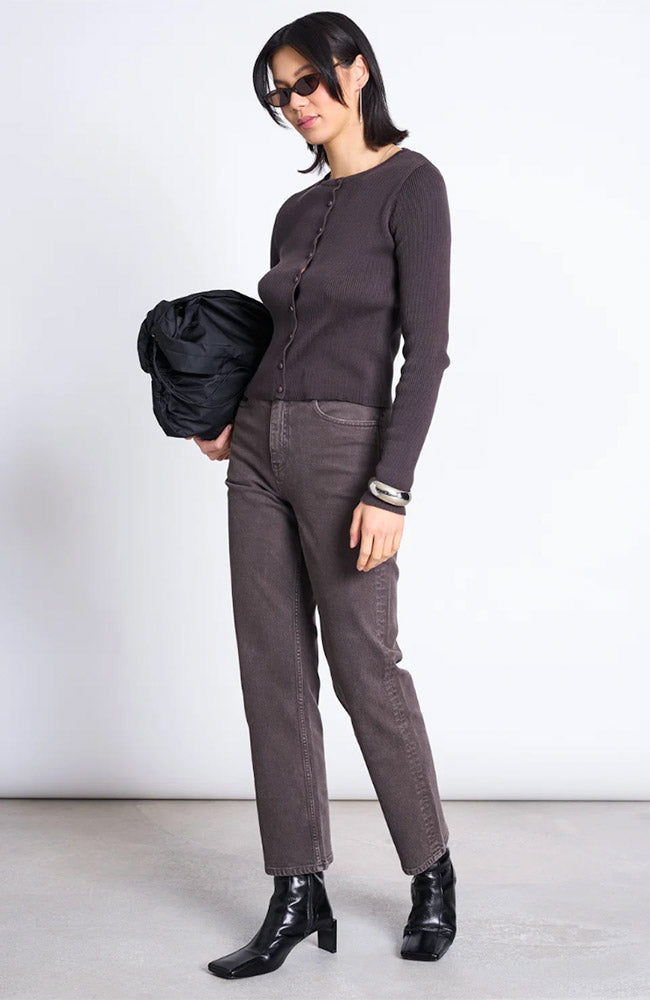 JAN N JUNE Glimt vest bruin van 100% bio katoen dames | Sophie Stone