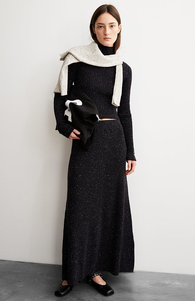 ARMEDANGELS Hanaa tweed skirt zwart van biologisch katoen & bio wol dames | Sophie Stone