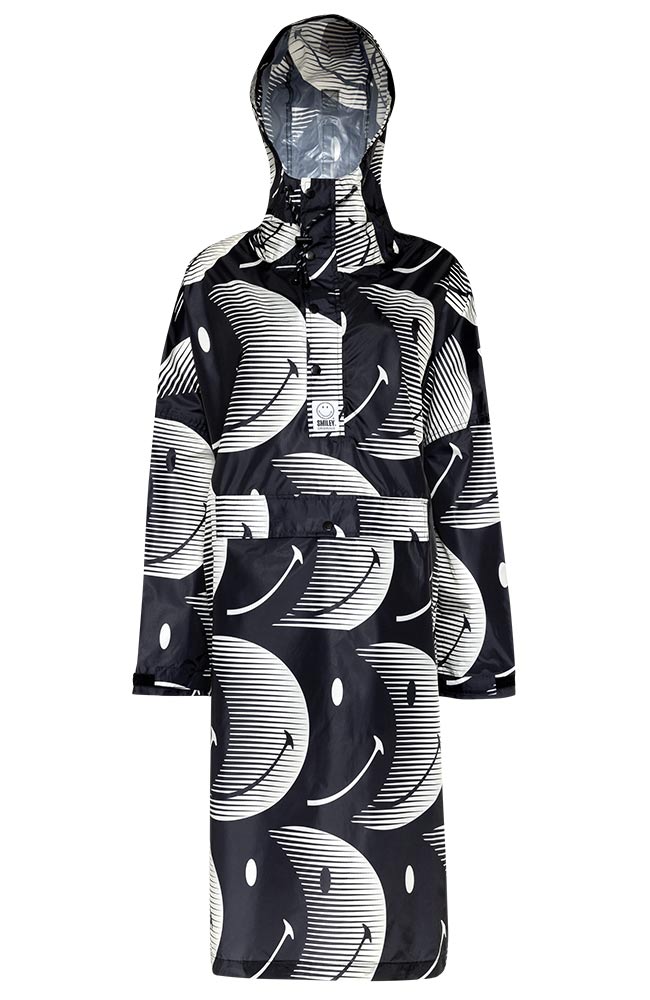 Rainkiss unisex half moon smiley rain poncho black | Sophie Stone