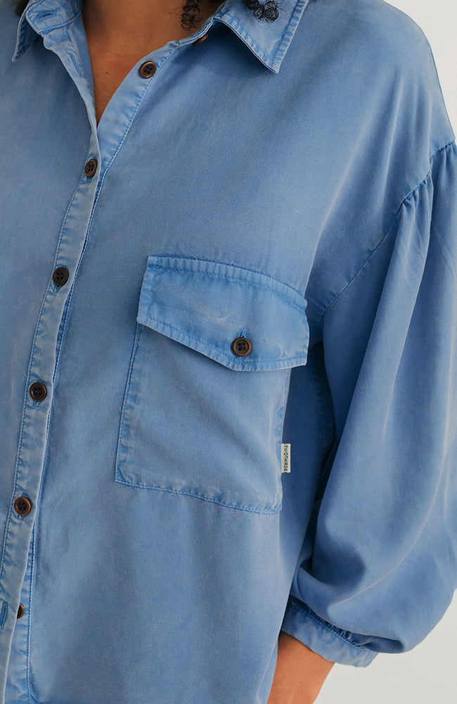 TWOTHIRDS Hamushin blouse washed blue from Lyocell for women | Sophie Stone