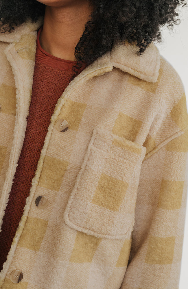 TWOTHIRDS Hoben jas mustard check van o.a. bio katoen voor vrouwen | Sophie Stone