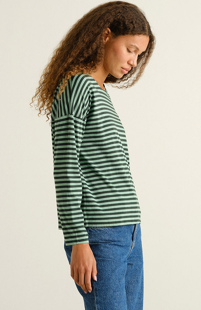 Dedicated Humledal stripes top granite green biologisch katoen voor dames | Sophie Stone