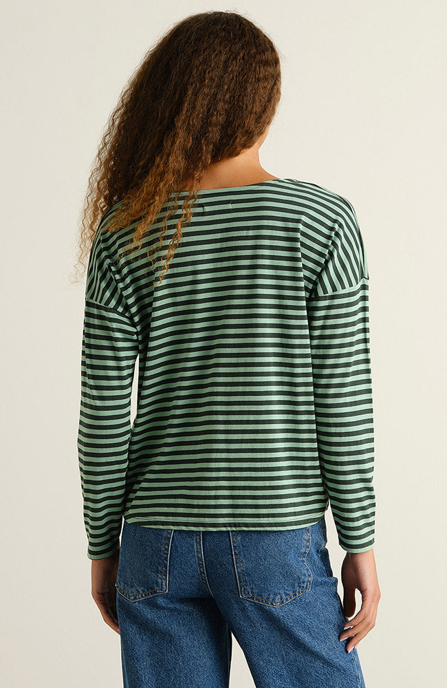 Dedicated Humledal stripes top granite green bio katoen voor vrouwen | Sophie Stone