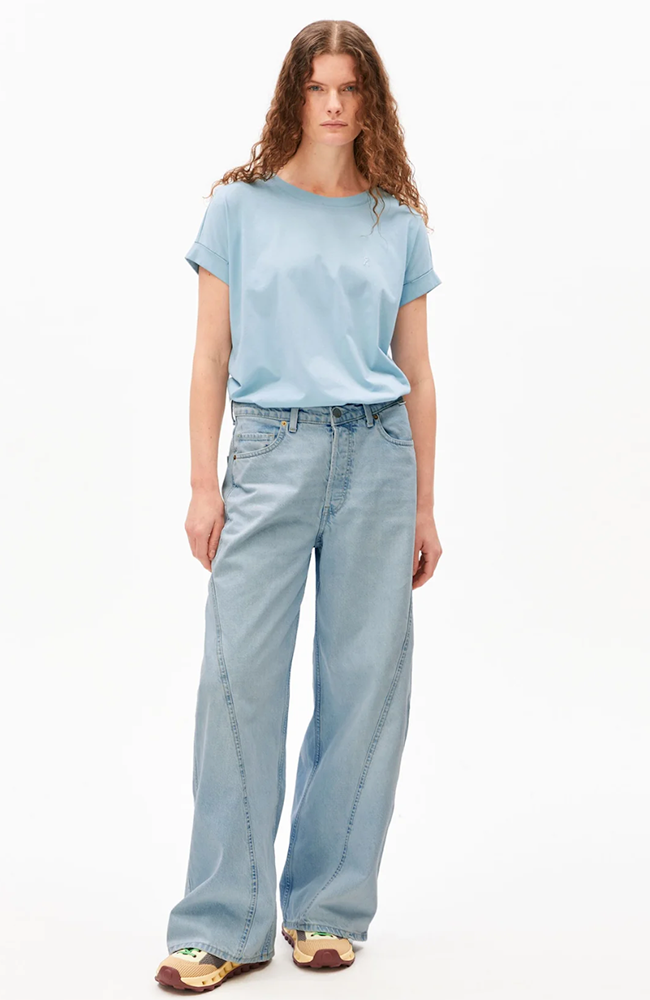 ARMEDANGELS Idaara t-shirt blue glow made from organic cotton for women | Sophie Stone