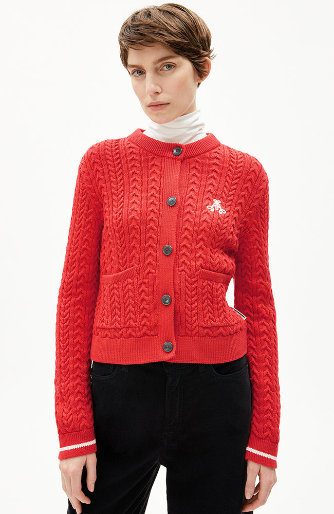 ARMEDANGELS Juliaanas vest rood bio katoen dames | Sophie Stone