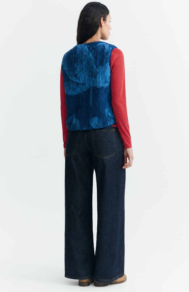 Thinking MU Jay jacquard blauw bodywarmer 100% gerecycled polyester (GRS) dames | Sophie Stone