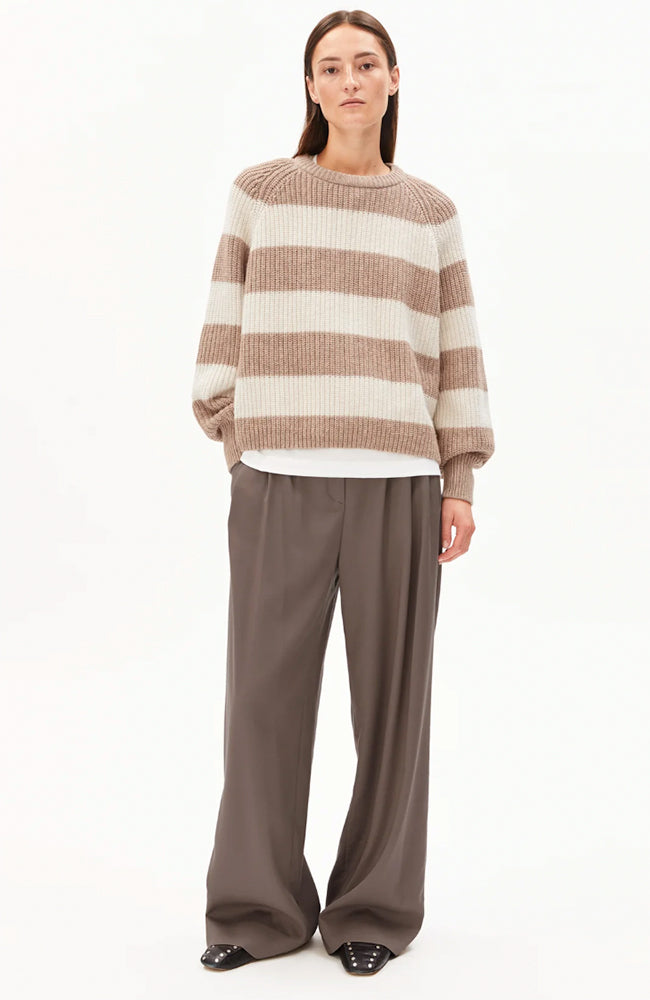 ARMEDANGELS Kaagi sweater striped camel melange including organic cotton for women | Sophie Stone