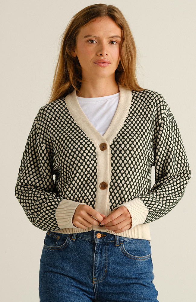 Dedicated Kanan vest bubble knit groen GOTS 100% bio katoen dames | Sophie Stone