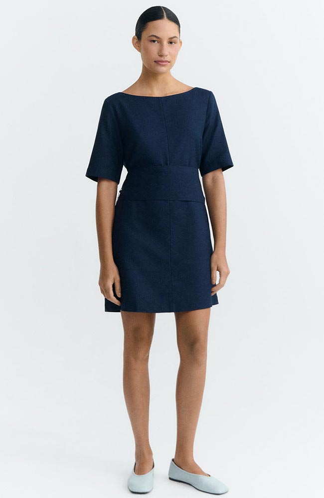 Thinking MU Kieran Dress in Blue Organic Cotton and Hemp for Women | Sophie Stone