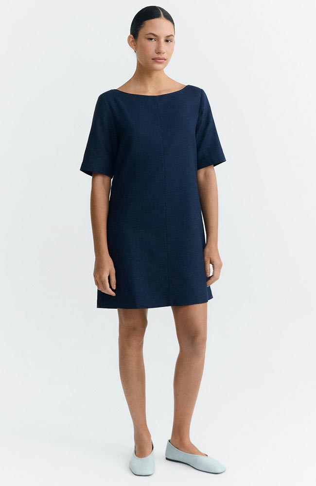 Thinking MU Kieran Dress in Blue Organic Cotton and Hemp for Women | Sophie Stone