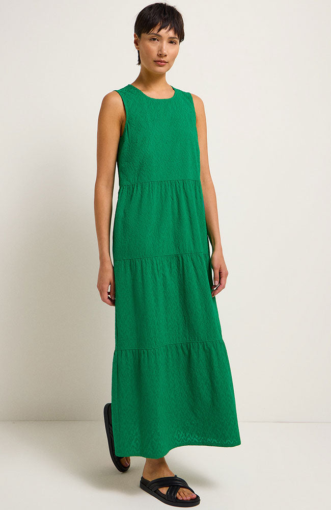 Lanius Maxi jurk structuur groen van biologisch katoen voor dames | Sophie Stone