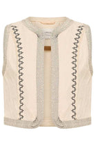 Lanius Vest geborduurd beige gemaakt van duurzaam biologisch katoen | Sophie Stone