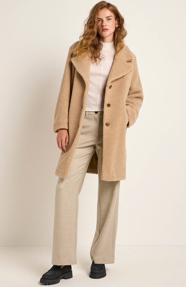 Lanius Teddy coat in beige from organic cotton x wool | Sophie Stone