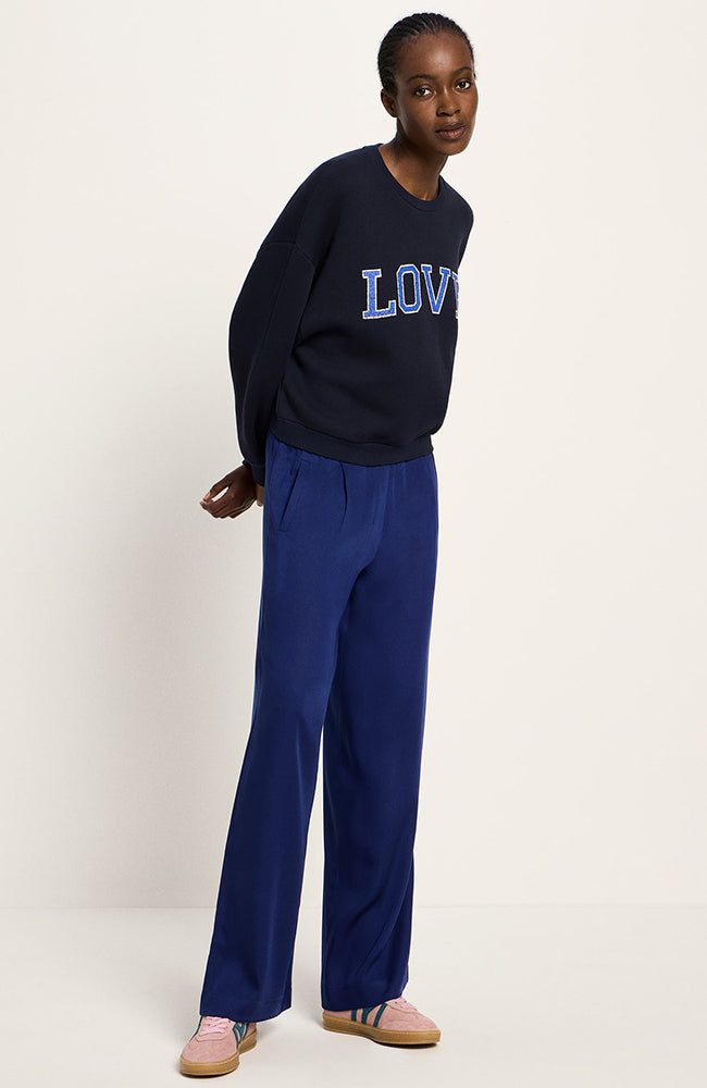 Lanius Hose mit weitem Bein blau von TENCEL für Frauen | Sophie Stone