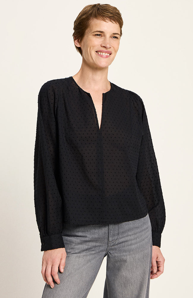 Lanius Blouse textured black from organic cotton for women | Sophie Stone