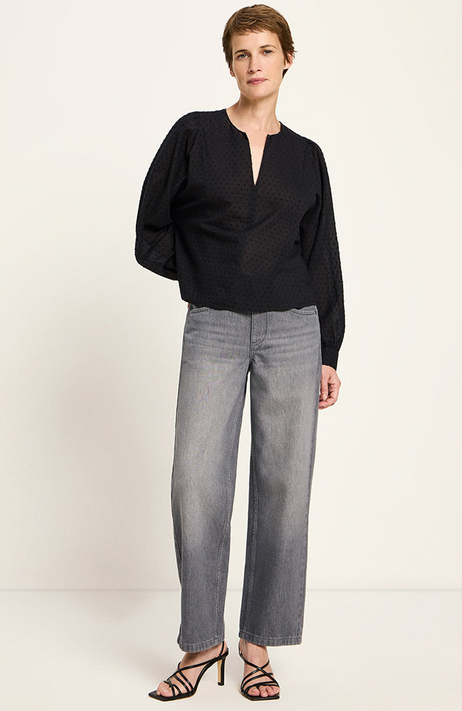 Lanius Blouse textured black from organic cotton | Sophie Stone
