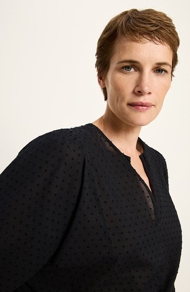 Lanius Blouse textured black from organic cotton for women | Sophie Stone