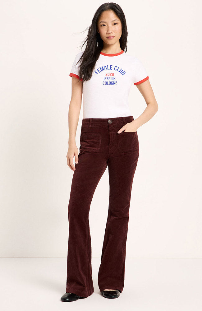Lanius Flared Corduroy Pants in Chocolate, made from 100% organic cotton, for women | Sophie Stone