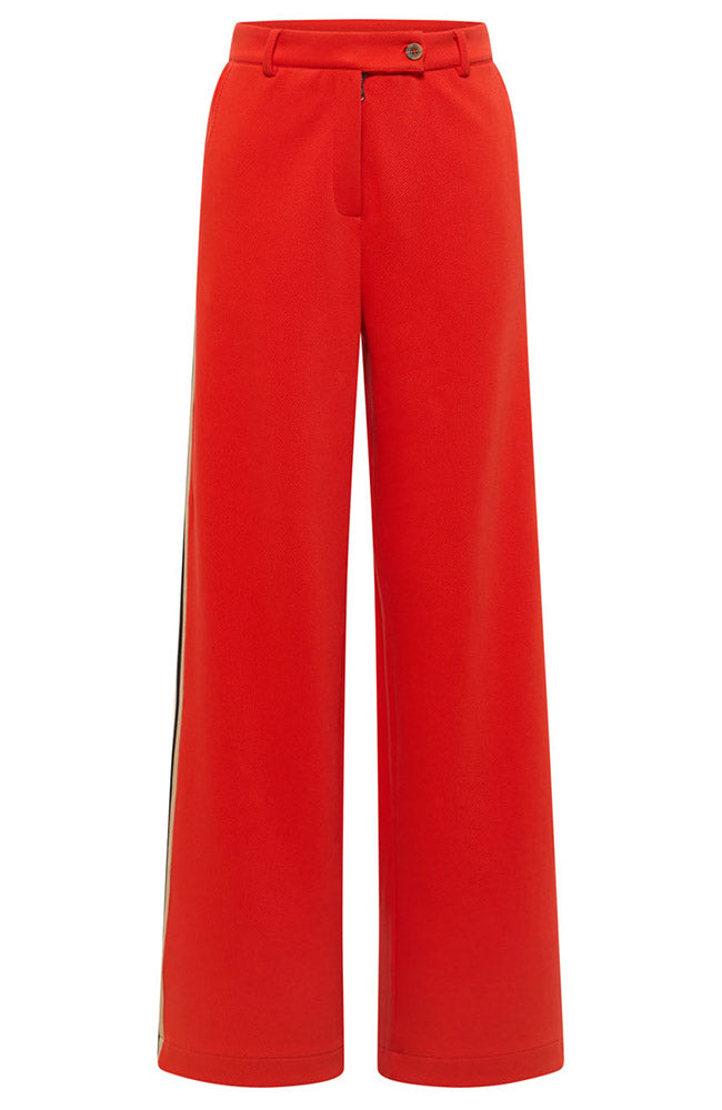 Lanius Fire broek contrast streep rood 100% GOTS bio katoen voor dames | Sophie Stone