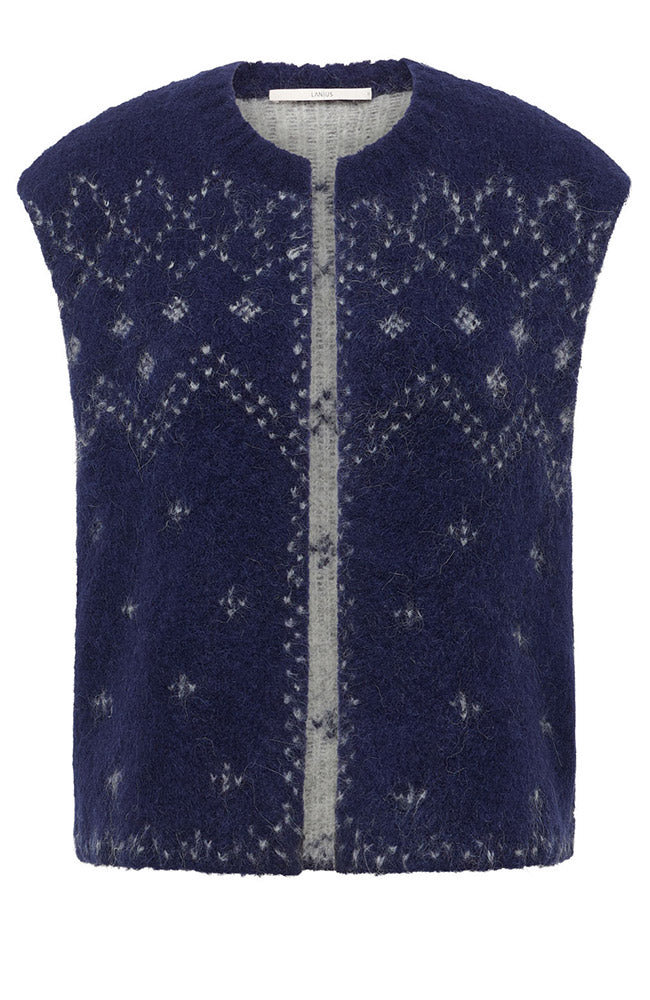 LANIUS Blue Wool Jacquard Cardigan for Women | Sophie Stone