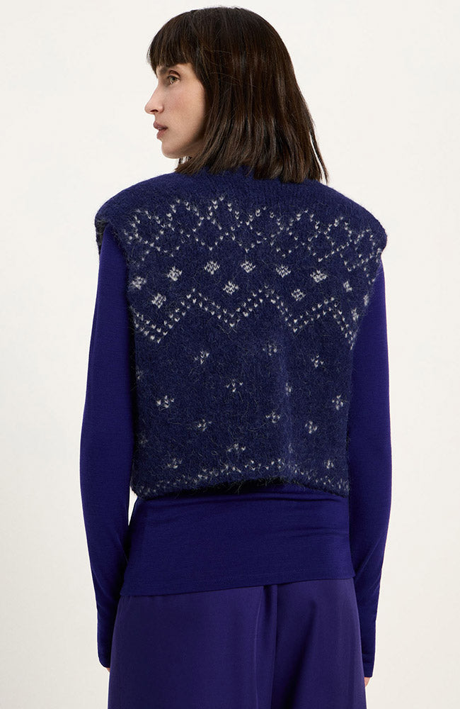 LANIUS Blue Wool Jacquard Cardigan for Women | Sophie Stone