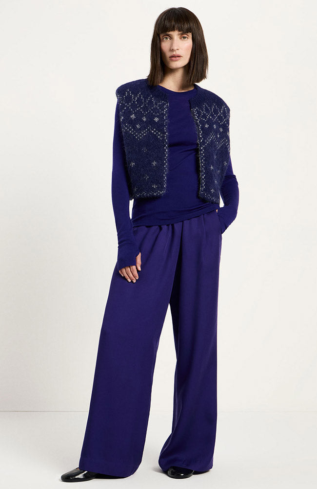 LANIUS Blue Wool Jacquard Cardigan for Women | Sophie Stone
