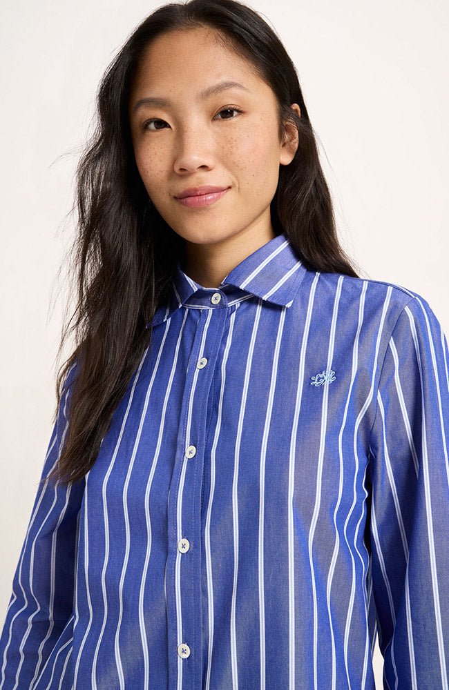 Lanius Blouse streep blauw van biologisch katoen vrouw | Sophie Stone