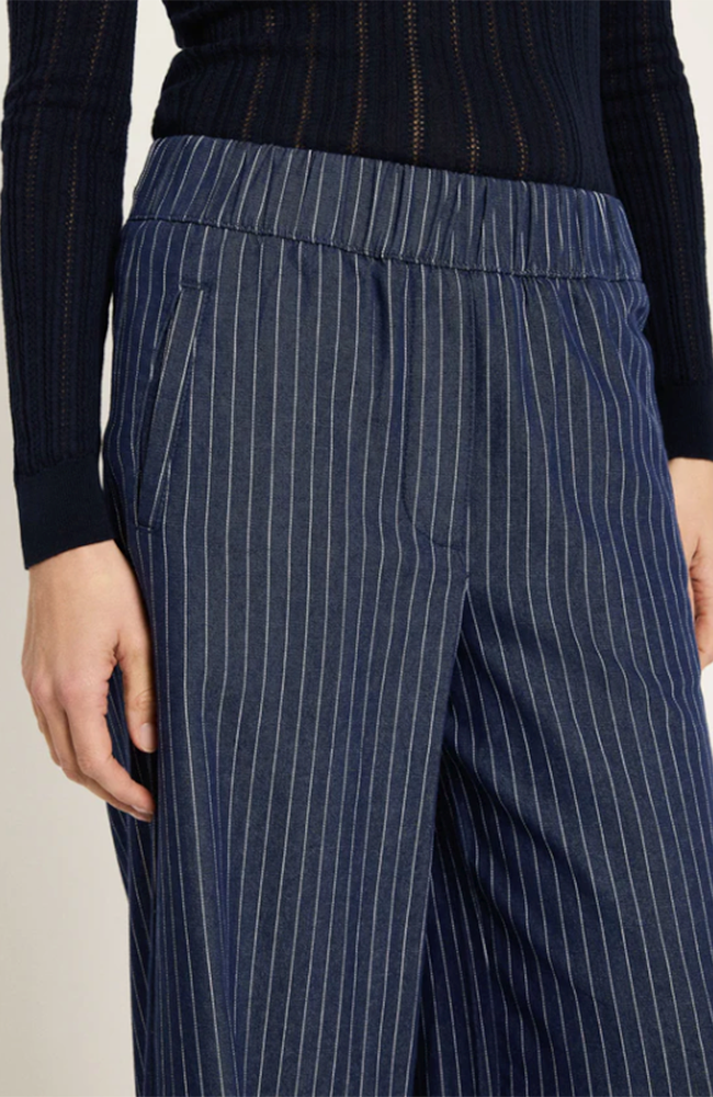 Lanius broek streep blauw wit gemaakt van bio katoen voor dames | Sophie Stone
