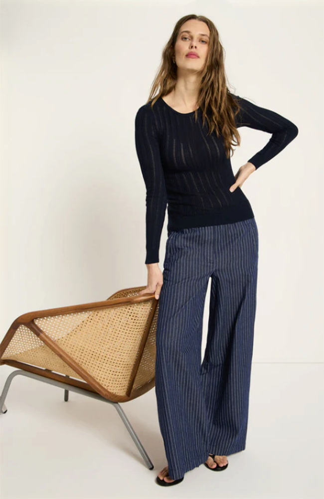 Lanius broek streep navy wit gemaakt van katoen vrouw | Sophie Stone