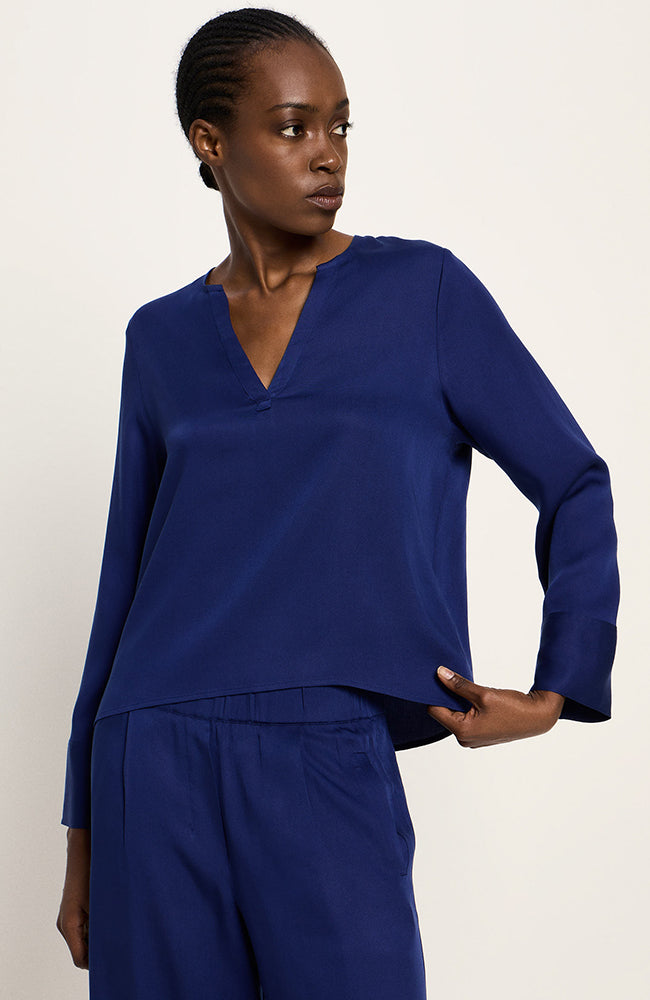 Lanius blouse purple blue made of Lyocell TENCEL for women | Sophie Stone