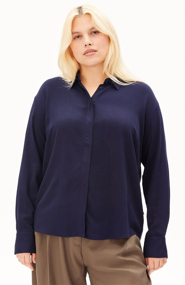 ARMEDANGELS Larisaana blouse longsleeve blauw van Ecovero dames | Sophie Stone