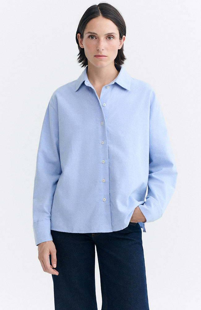 Thinking MU Manuela blouse light blue van 100% GOTS bio katoen dames | Sophie Stone