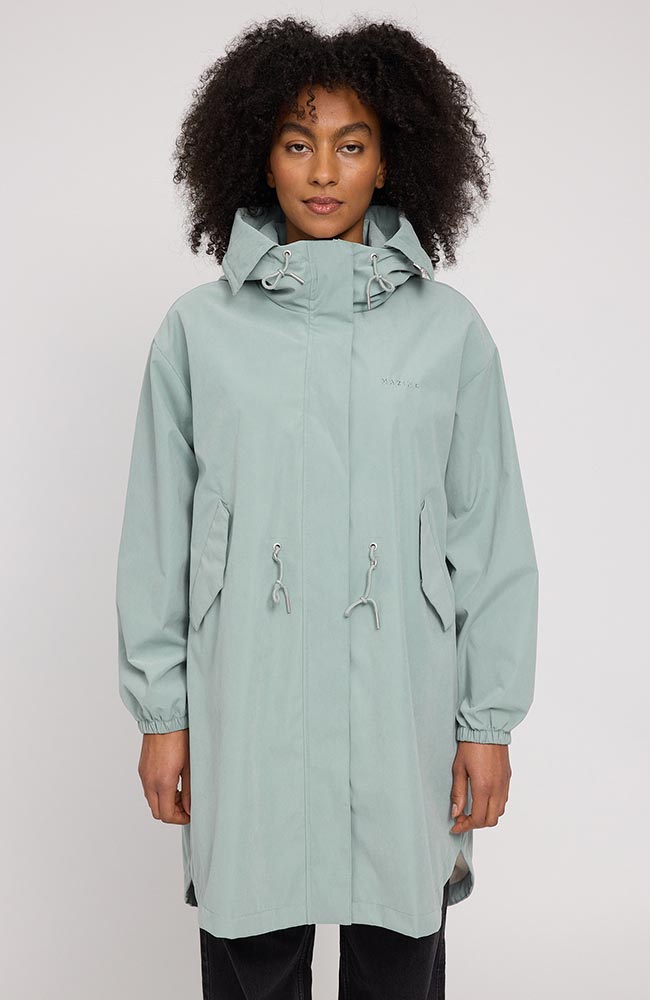MAZINE Light parka jacket in pale aqua by GRS for women | Sophie Stone