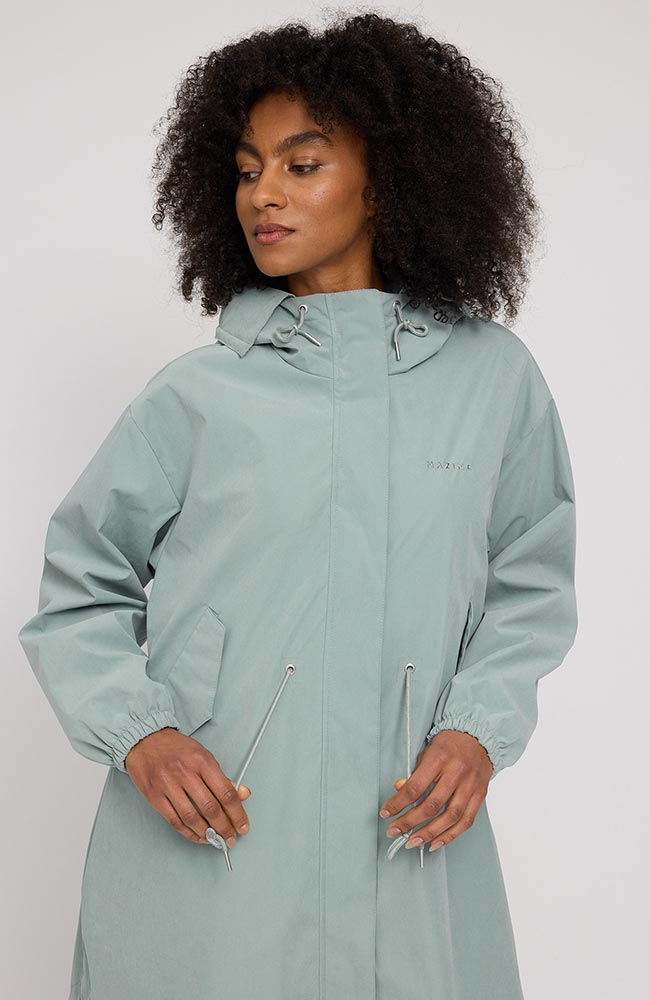 MAZINE Light parka jacket in pale aqua green from GRS for women | Sophie Stone