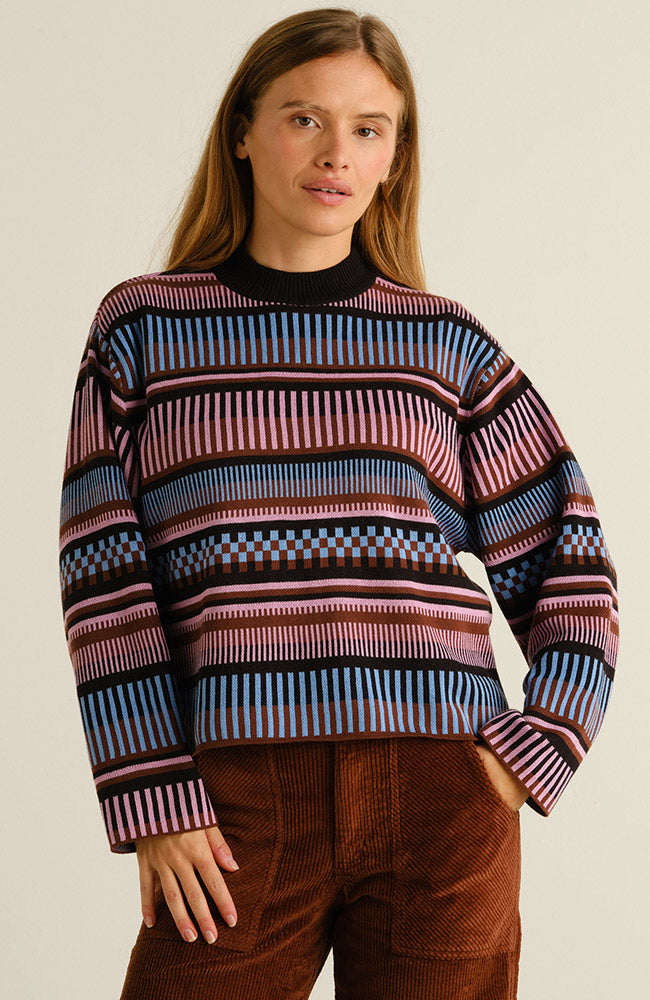 Dedicated Limhamn trui dashed stripe bio katoen dames | Sophie Stone